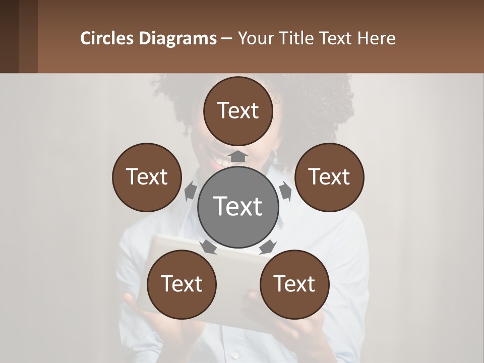 A Woman Holding A Tablet Computer In Her Hands PowerPoint Template