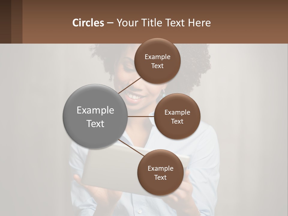 A Woman Holding A Tablet Computer In Her Hands PowerPoint Template