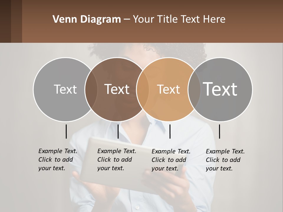 A Woman Holding A Tablet Computer In Her Hands PowerPoint Template