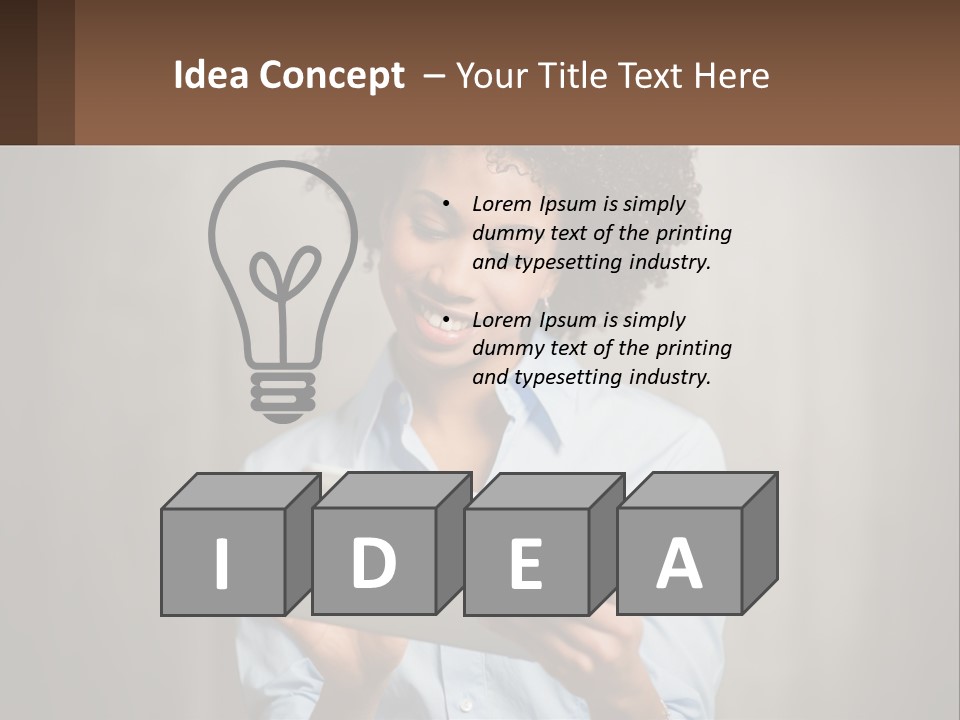 A Woman Holding A Tablet Computer In Her Hands PowerPoint Template