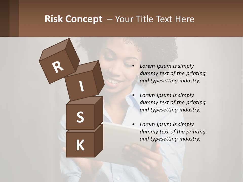 A Woman Holding A Tablet Computer In Her Hands PowerPoint Template