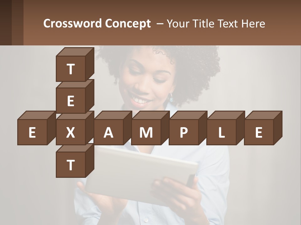 A Woman Holding A Tablet Computer In Her Hands PowerPoint Template