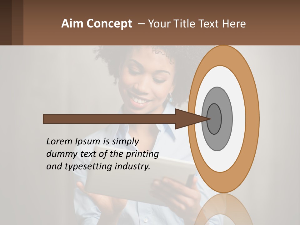 A Woman Holding A Tablet Computer In Her Hands PowerPoint Template