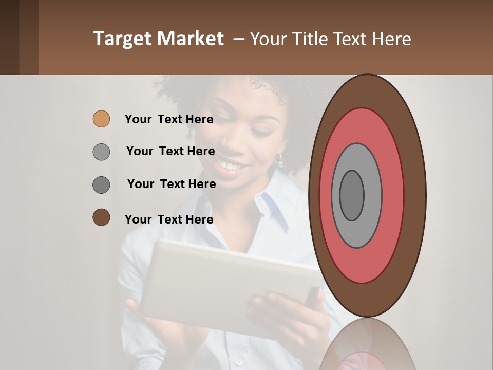 A Woman Holding A Tablet Computer In Her Hands PowerPoint Template