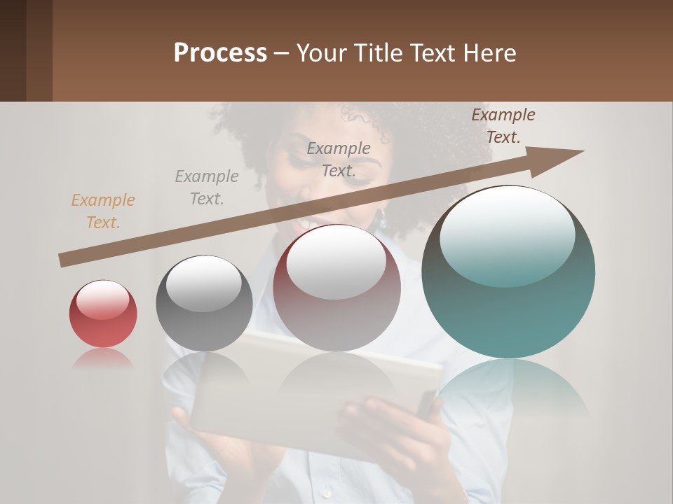 A Woman Holding A Tablet Computer In Her Hands PowerPoint Template