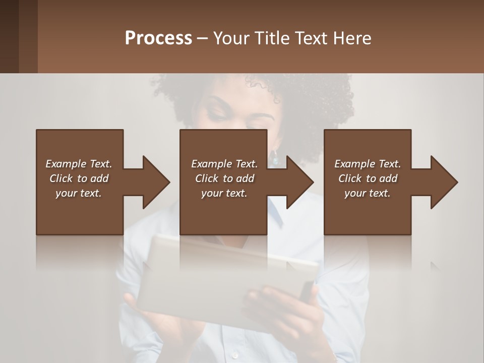A Woman Holding A Tablet Computer In Her Hands PowerPoint Template