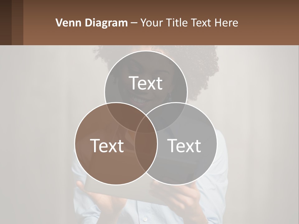 A Woman Holding A Tablet Computer In Her Hands PowerPoint Template