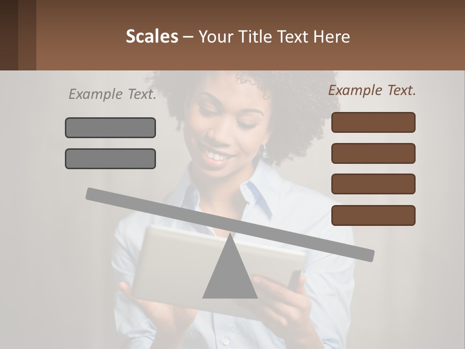 A Woman Holding A Tablet Computer In Her Hands PowerPoint Template