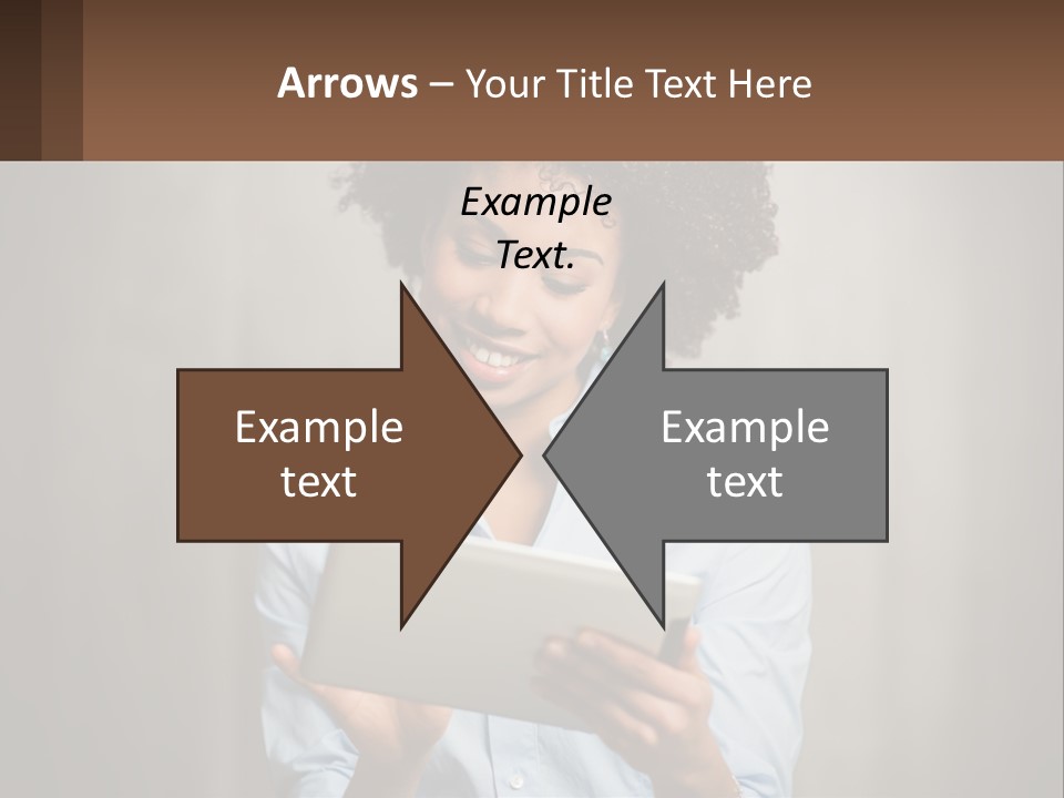A Woman Holding A Tablet Computer In Her Hands PowerPoint Template