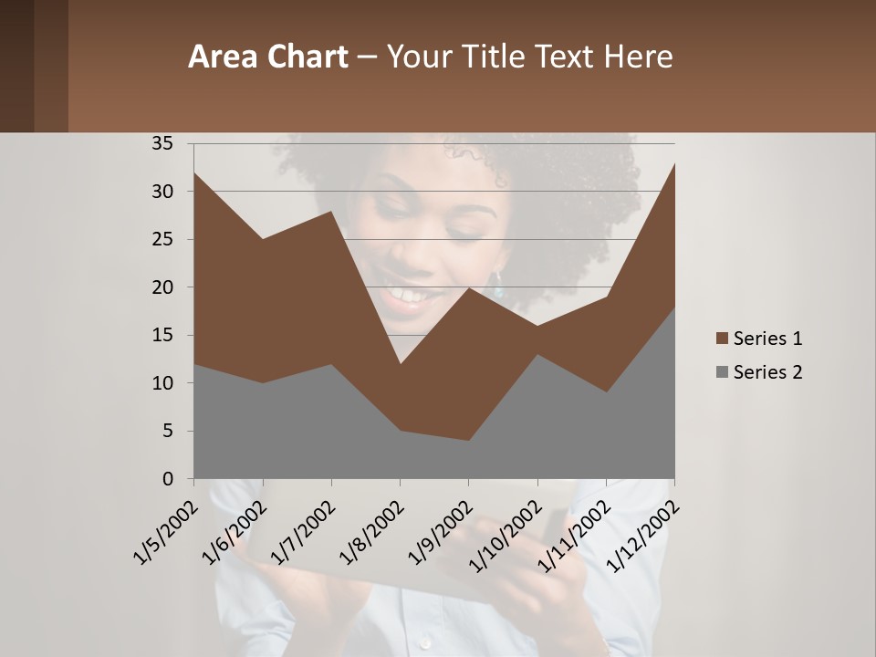 A Woman Holding A Tablet Computer In Her Hands PowerPoint Template