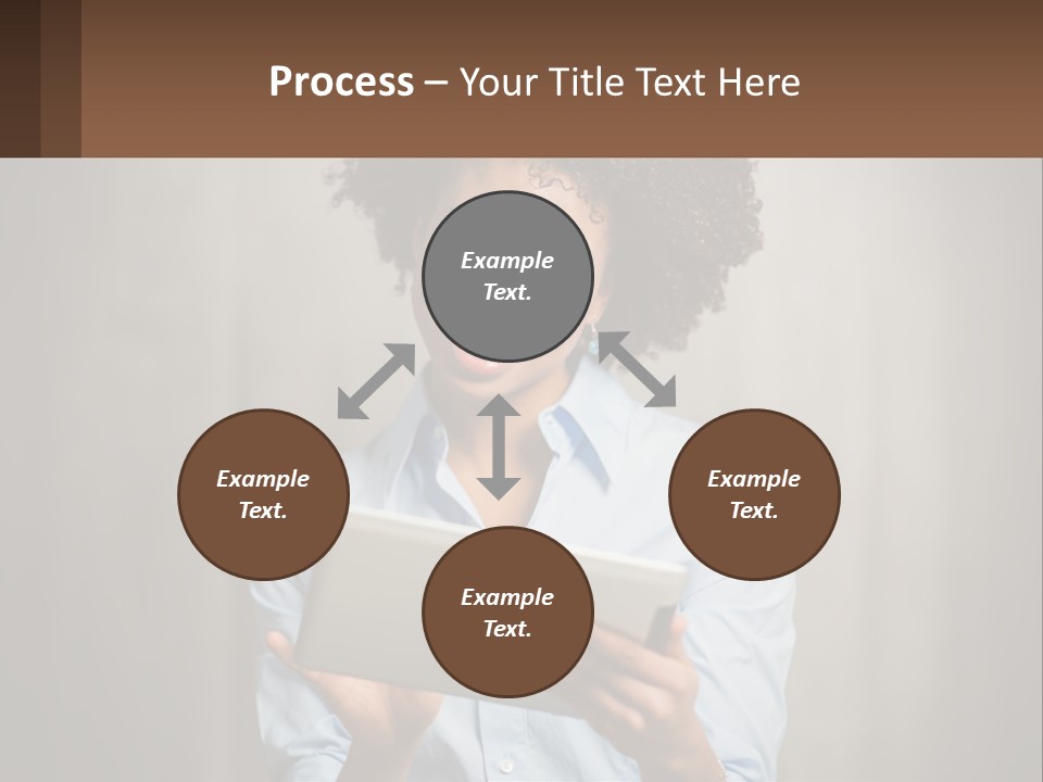 A Woman Holding A Tablet Computer In Her Hands PowerPoint Template