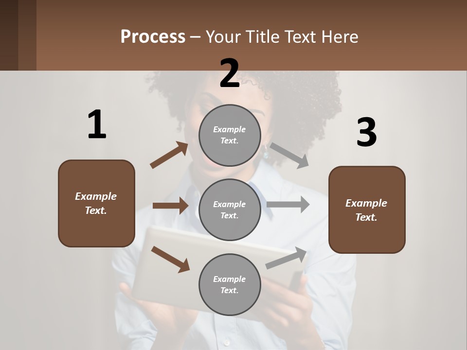 A Woman Holding A Tablet Computer In Her Hands PowerPoint Template