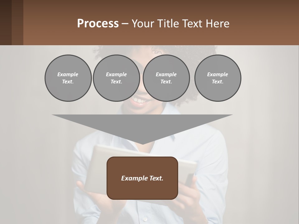 A Woman Holding A Tablet Computer In Her Hands PowerPoint Template