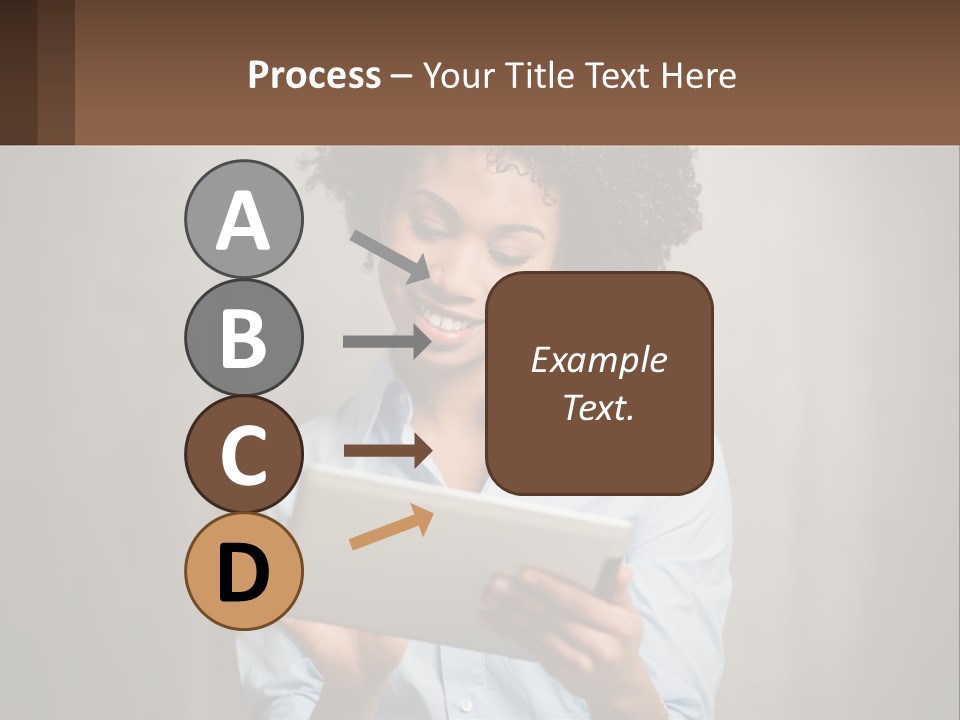 A Woman Holding A Tablet Computer In Her Hands PowerPoint Template