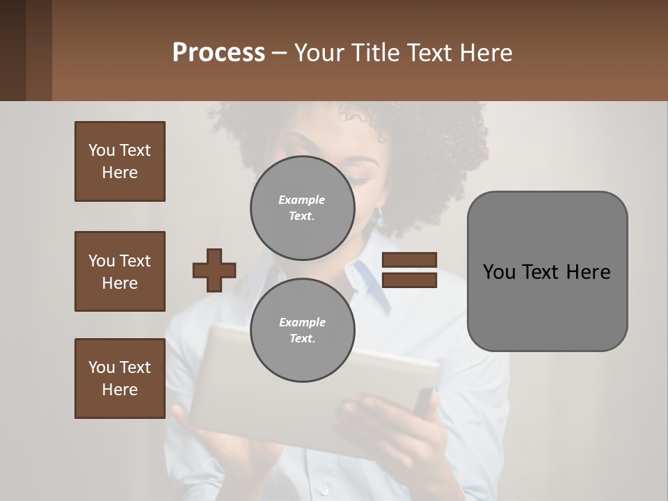 A Woman Holding A Tablet Computer In Her Hands PowerPoint Template