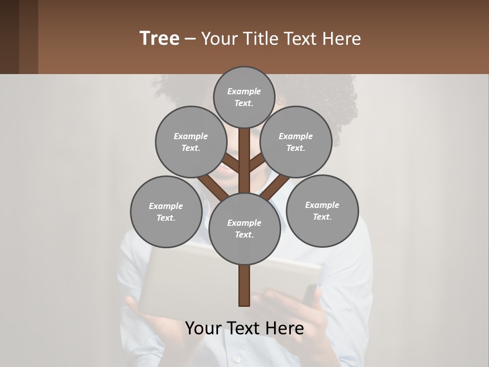 A Woman Holding A Tablet Computer In Her Hands PowerPoint Template