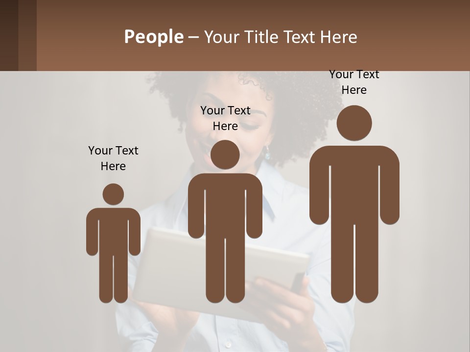 A Woman Holding A Tablet Computer In Her Hands PowerPoint Template