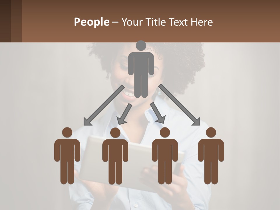 A Woman Holding A Tablet Computer In Her Hands PowerPoint Template