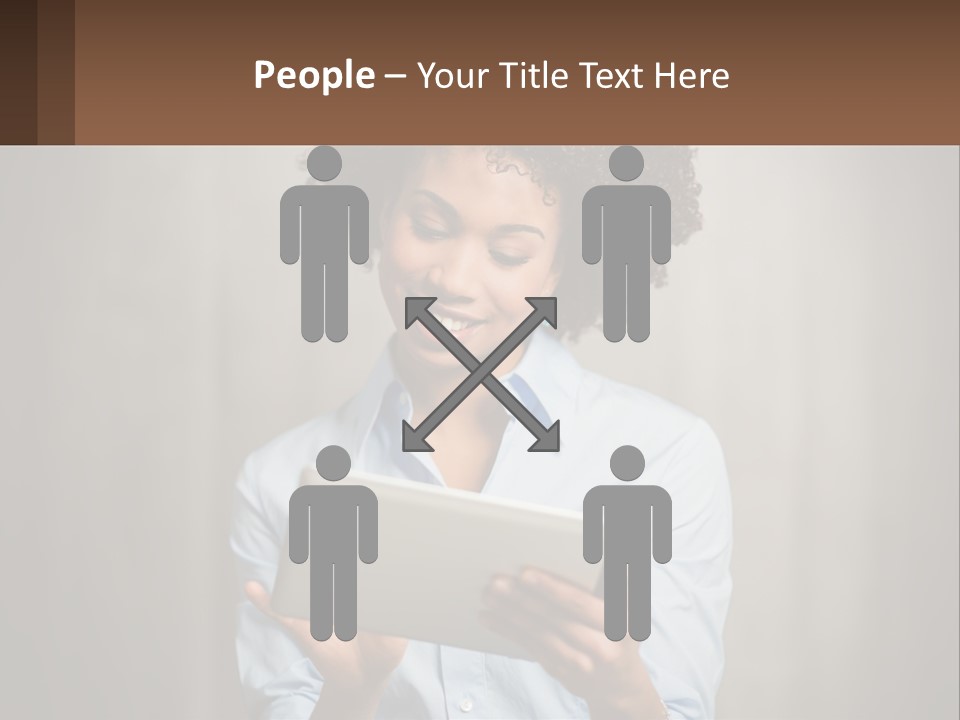 A Woman Holding A Tablet Computer In Her Hands PowerPoint Template