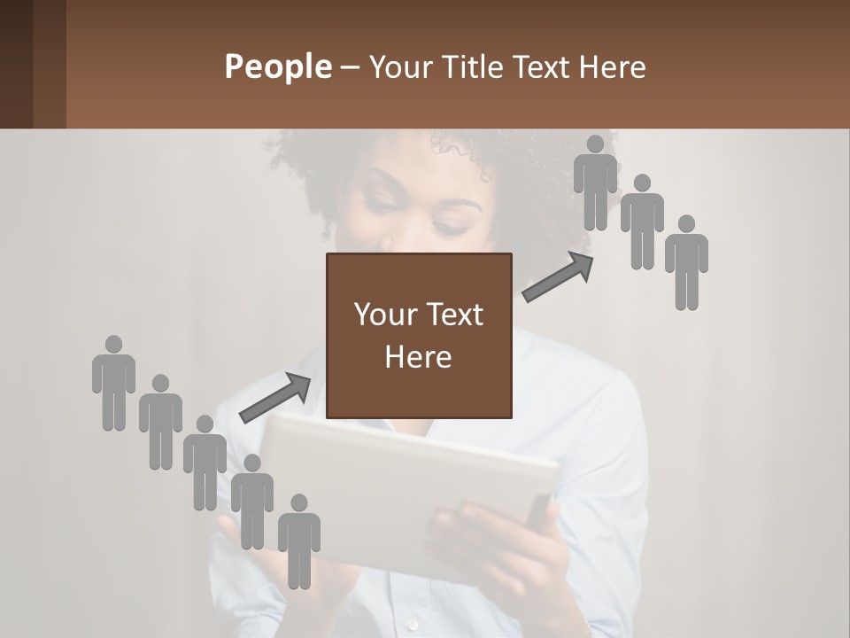 A Woman Holding A Tablet Computer In Her Hands PowerPoint Template