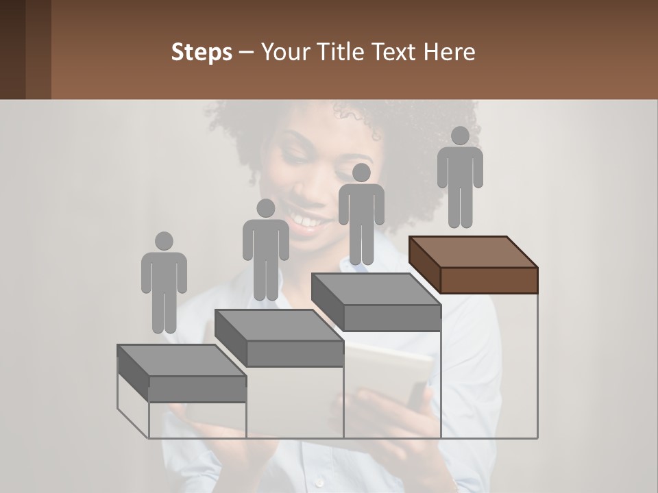 A Woman Holding A Tablet Computer In Her Hands PowerPoint Template