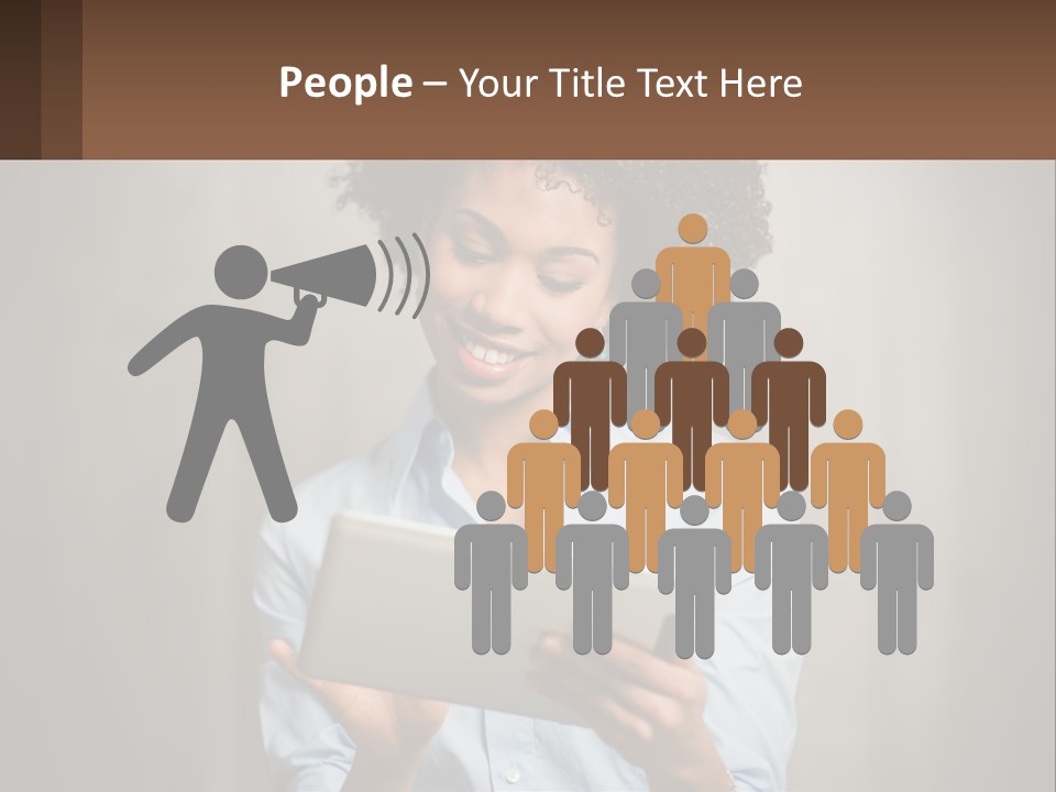A Woman Holding A Tablet Computer In Her Hands PowerPoint Template