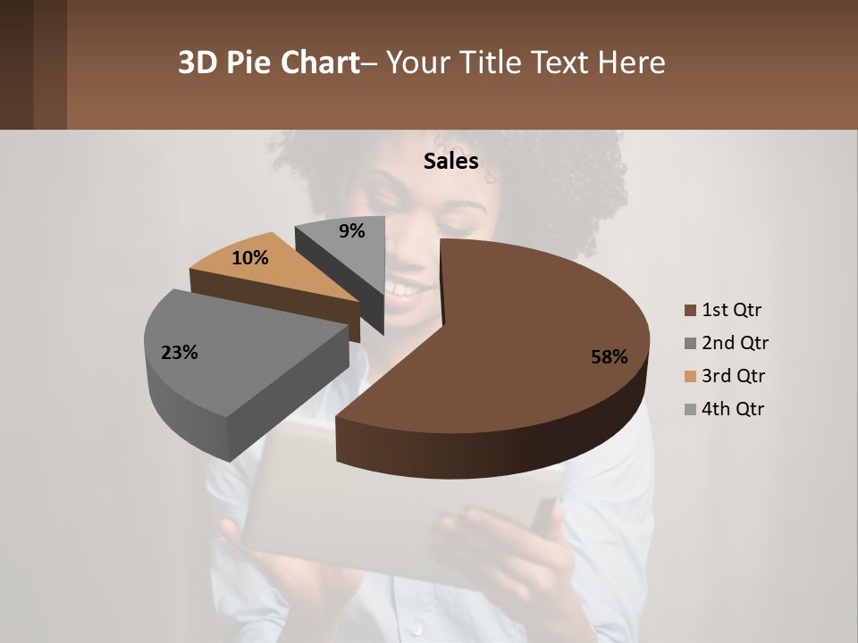 A Woman Holding A Tablet Computer In Her Hands PowerPoint Template