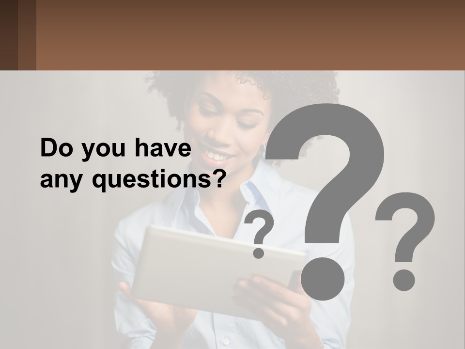 A Woman Holding A Tablet Computer In Her Hands PowerPoint Template