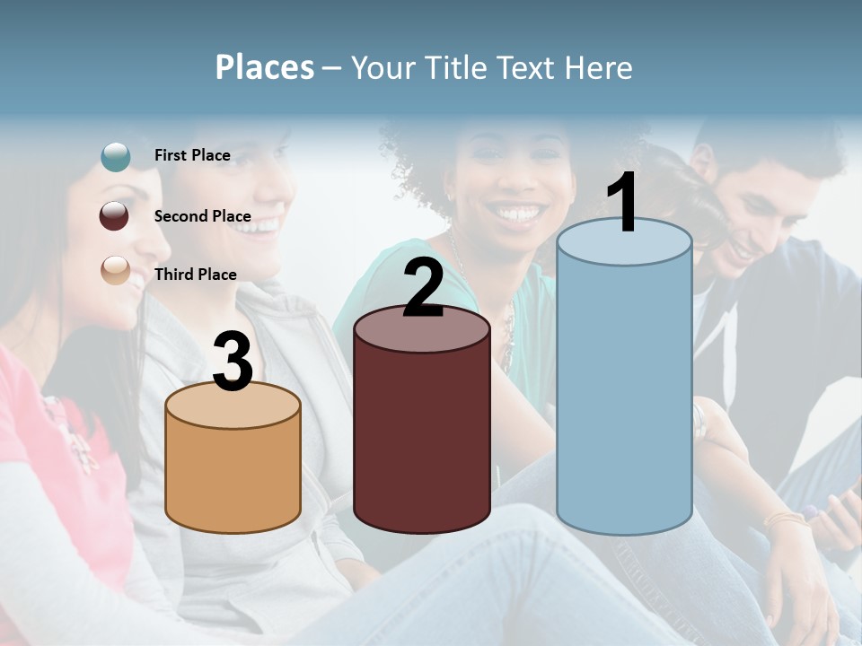 A Group Of Young People Sitting Next To Each Other PowerPoint Template