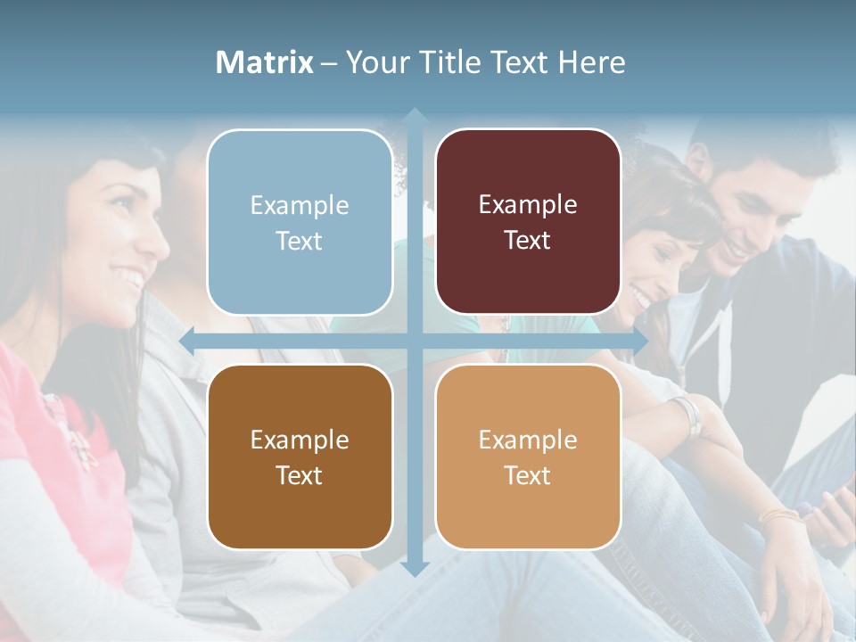 A Group Of Young People Sitting Next To Each Other PowerPoint Template