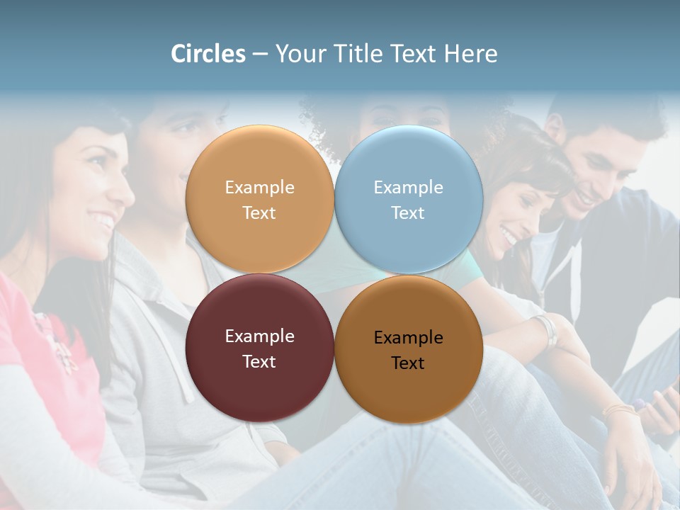 A Group Of Young People Sitting Next To Each Other PowerPoint Template