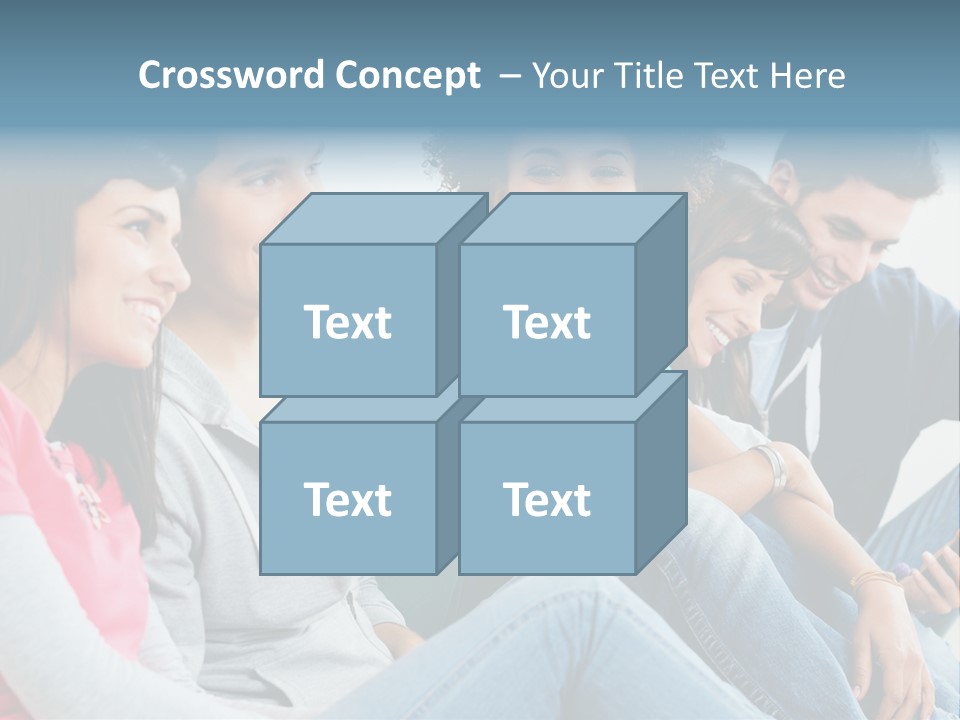 A Group Of Young People Sitting Next To Each Other PowerPoint Template