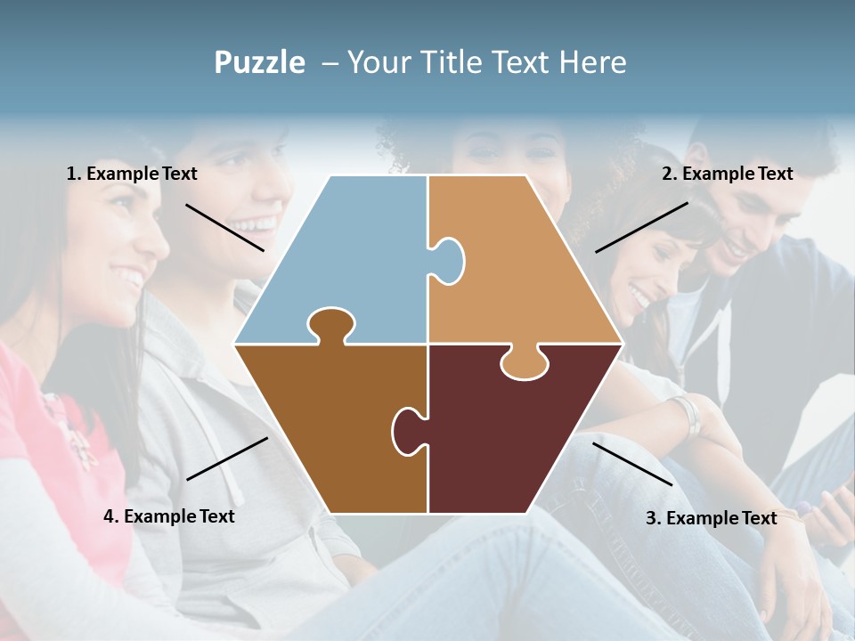 A Group Of Young People Sitting Next To Each Other PowerPoint Template