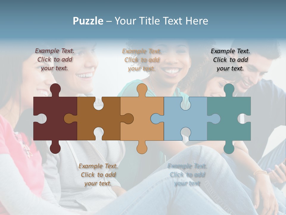 A Group Of Young People Sitting Next To Each Other PowerPoint Template