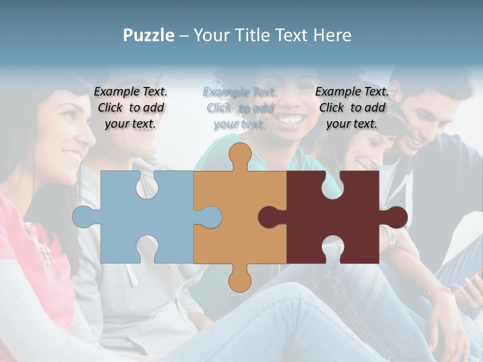 A Group Of Young People Sitting Next To Each Other PowerPoint Template
