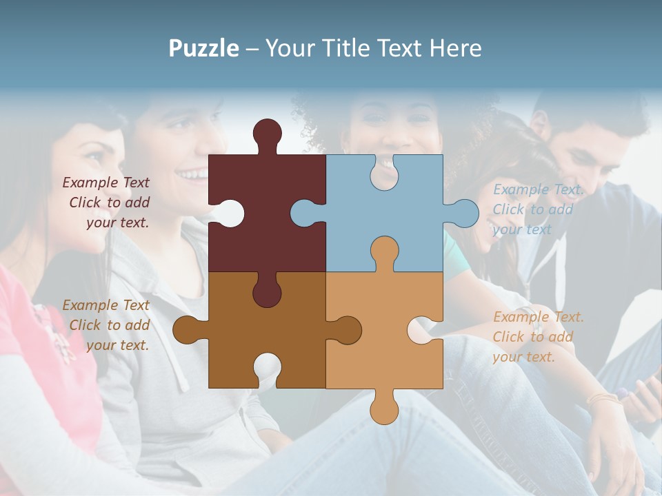 A Group Of Young People Sitting Next To Each Other PowerPoint Template