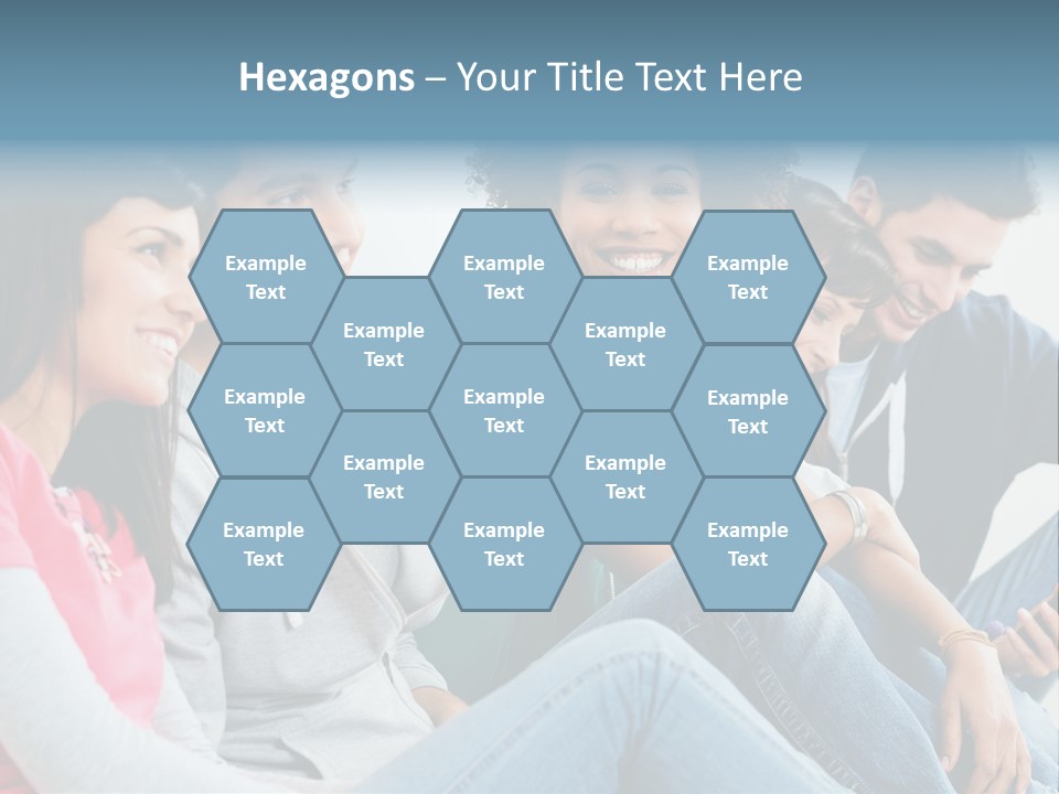 A Group Of Young People Sitting Next To Each Other PowerPoint Template