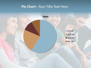 A Group Of Young People Sitting Next To Each Other PowerPoint Template