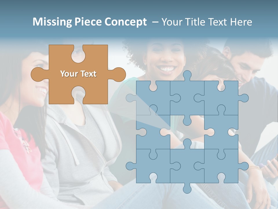 A Group Of Young People Sitting Next To Each Other PowerPoint Template
