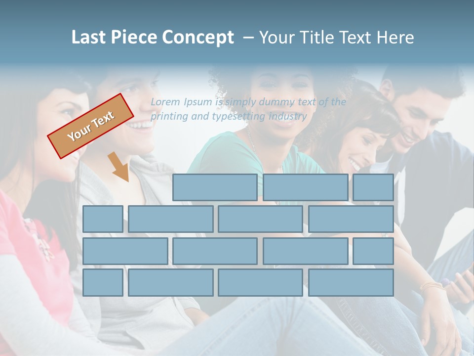 A Group Of Young People Sitting Next To Each Other PowerPoint Template