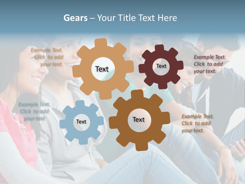 A Group Of Young People Sitting Next To Each Other PowerPoint Template