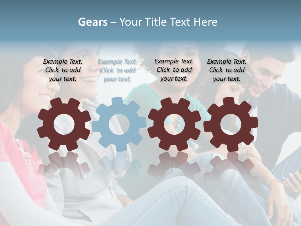 A Group Of Young People Sitting Next To Each Other PowerPoint Template
