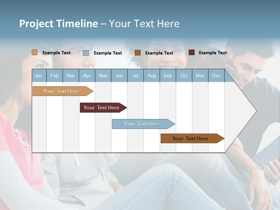 A Group Of Young People Sitting Next To Each Other PowerPoint Template