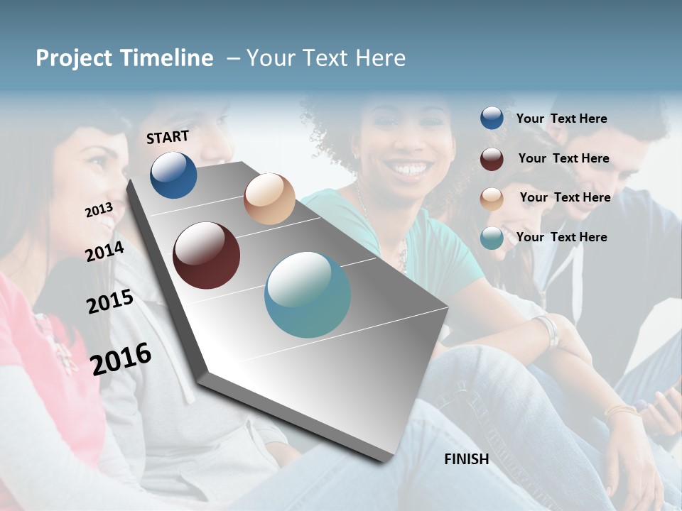 A Group Of Young People Sitting Next To Each Other PowerPoint Template