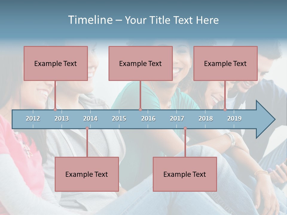 A Group Of Young People Sitting Next To Each Other PowerPoint Template