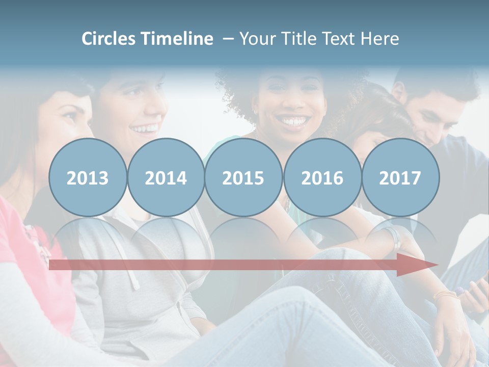 A Group Of Young People Sitting Next To Each Other PowerPoint Template