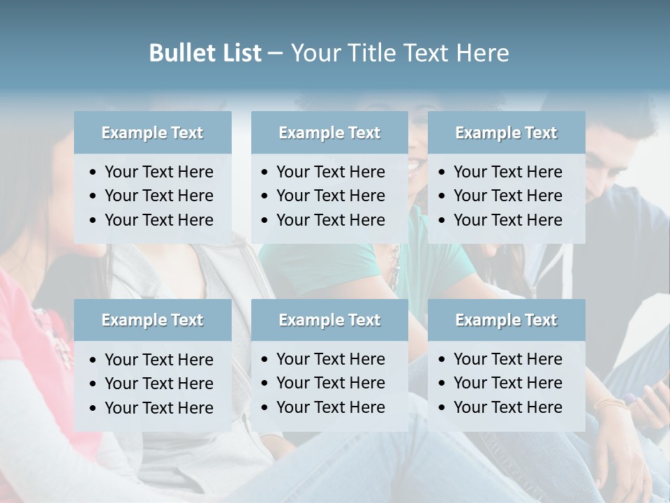 A Group Of Young People Sitting Next To Each Other PowerPoint Template