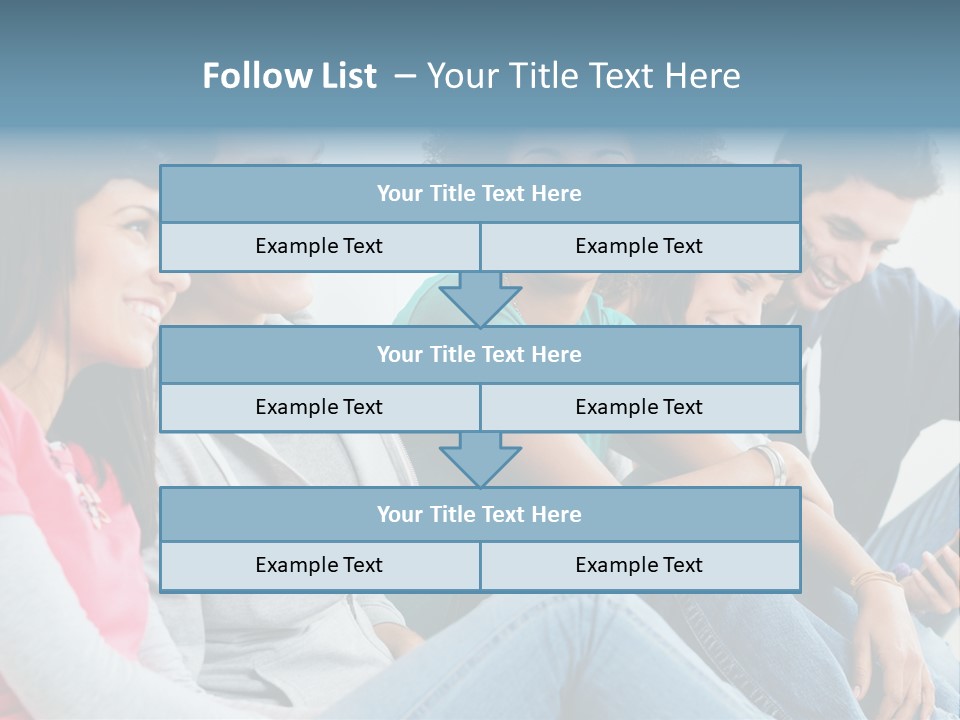 A Group Of Young People Sitting Next To Each Other PowerPoint Template