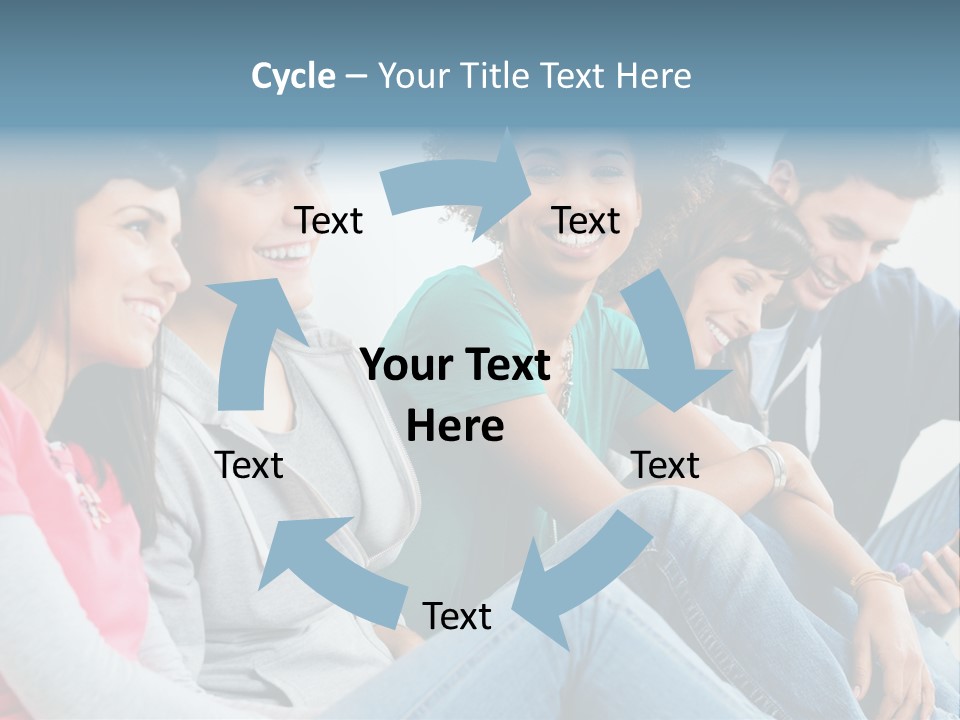 A Group Of Young People Sitting Next To Each Other PowerPoint Template