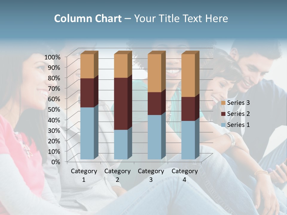 A Group Of Young People Sitting Next To Each Other PowerPoint Template